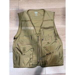 REI Co-op Mens Medium Fishing Vest Tan Nylon Fly Fishing Hiking Trail Tech Vest